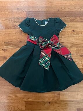 Rare Editions Holiday Dress with Red Plaid Bow 4T